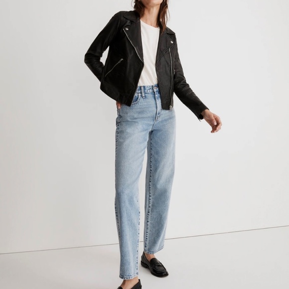 Madewell Washed Leather Motorcycle Jacket Black NEW - Picture 6 of 11